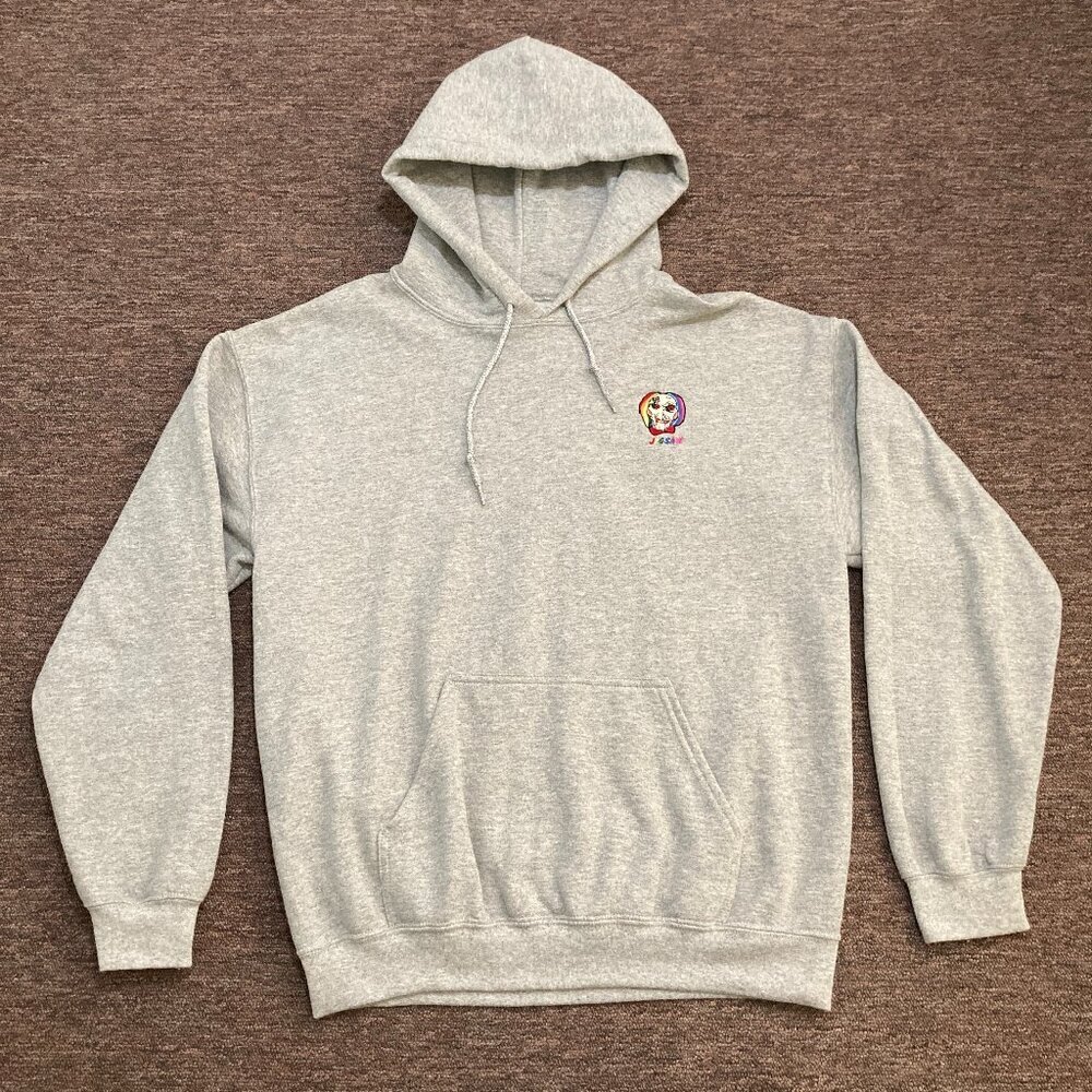 Tekashi 6ix9ine Jigsaw Hoodie Stitched Men's Size M Grey Rare‎ Rapper Sweater